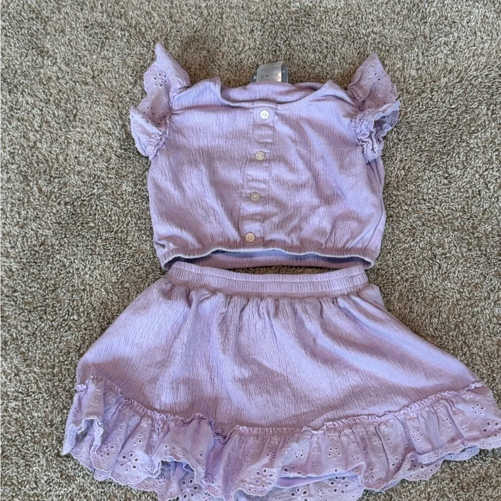 Rare Editions Toddler Girl  2 piece outfit top and skirt set purple size 5T